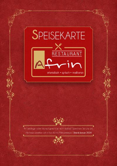 Speisekarte | Restaurant Afrin